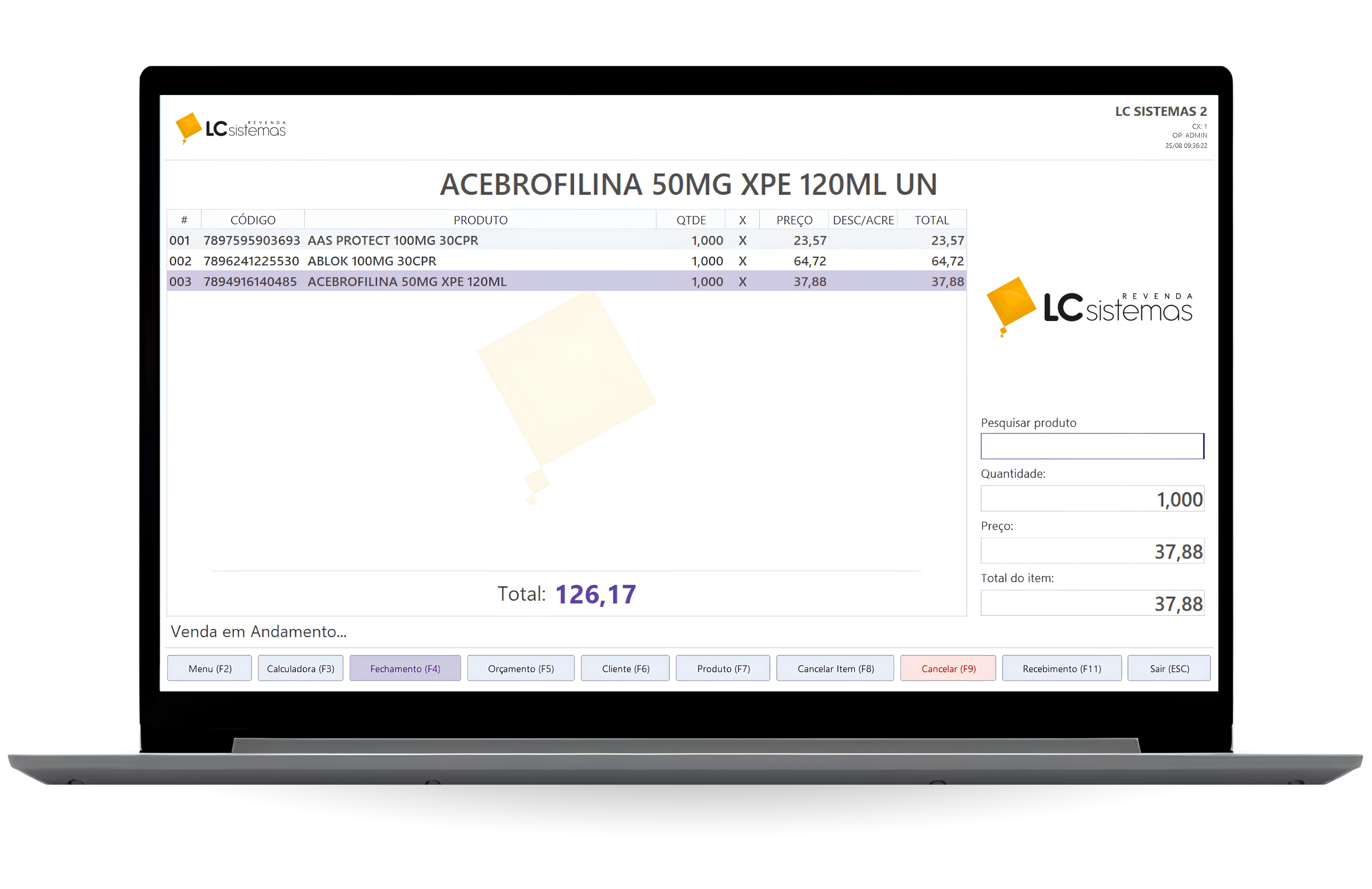 Tela do PDV do LC ERP